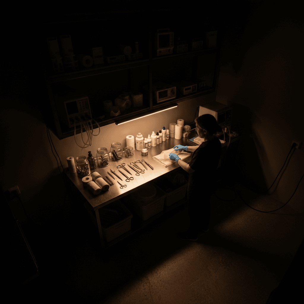 Medical treatment setup and supplies for wildlife rehabilitation